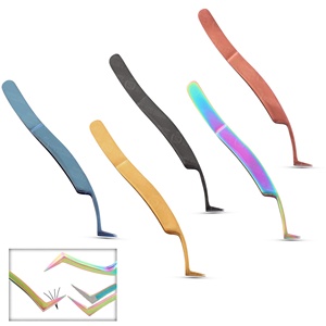 Pinzas de pestañas duraderas con revestimiento Antiestático de acero inoxidable hechas a mano profesionales que evitan que las pestañas se peguen - Product Image 4