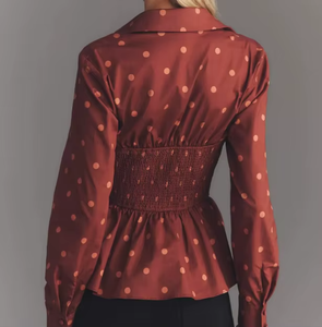 Custom Print Dot Chiffon Blouse Shirt Long Sleeve V Neck Women Womens <b>Tops</b> - Product Image 2