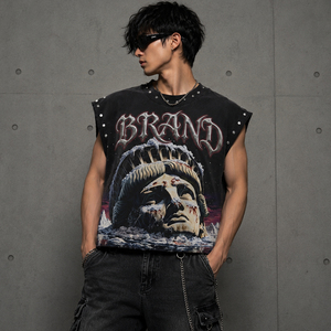 Débardeur personnalisé avec impression graphique en strass, 100 % coton, doux et respirant, jersey noir, t-shirt personnalisé avec logo imprimé, unisexe - Product Image 6