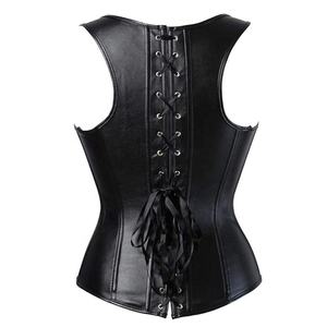 Women's Goth <b>Punk</b> Plus-Size Zipper Leather Lace Corset Shapewear Hip Enhancer Satin Fabric Quick Dry Firm Control Seamless Push - Product Image 6