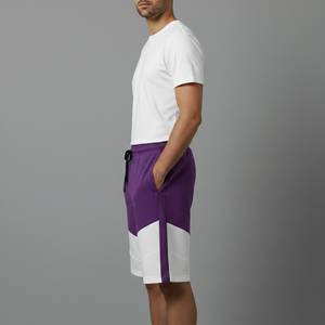 Shorts Bermuda pour Homme, Couleurs Violet et Blanc, Taille à Cordon, Séchage Rapide, Tenue Décontractée avec Impression de Logo sur le Devant - Product Image 5