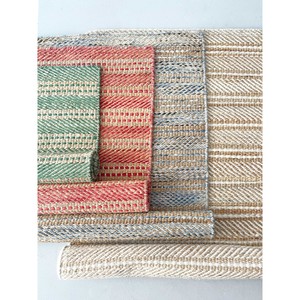 Striped Jute Area Rug Rectangle Flat Weave Modern Reversible Home Dining Room Green Beige - Product Image 5