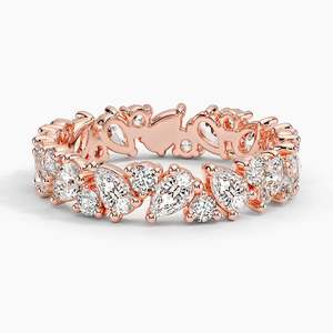 แหวนเพชรทรงลูกแพร์ IGI Certified Lab Grown Diamond ประดับเพชรแบบ Eternity Band ชุบทอง ตัวเรือนแบบ Prong Setting เครื่องประดับแต่งงานสุดหรูสำหรับผู้หญิง - Product Image 5