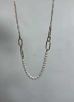 Collar de Perlas de Oro de 18 Quilates con Eslabón Alargado de Oro