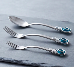 Superior Quality Spoon Fork <b>Knife</b> <b>Set</b> Silver Polished Stainless Steel With Inlay Handles Ideal For Hotel Wedding And resort - Product Image 2