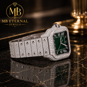 นาฬิกาควอตซ์ทรงสี่เหลี่ยมประดับเพชร MB ETERNAL JEWELS ขนาด 30 มม. กระจกแซฟไฟร์ ตัวเลขโรมัน หน้าปัดอนาล็อก หรูหรา - Product Image 1