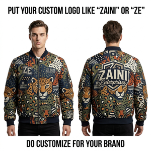 Chaqueta Bomber Impermeable de Poliéster Pongee Premium de 320 GSM, Negra, con Paneles Acolchados, Bordado Personalizado, Logotipo por Transferencia de Calor, OEM, Unisex - Product Image 1