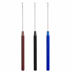 Knurled Metal Handle Hair Extension Loop <b>Threader</b> Latch Hook Micro Ring Pulling <b>Needle</b> Set For Professional Salon Hardware - Product Image 1