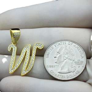 Colgante con la letra W, con diamantes de moissanita, regalo de cumpleaños, plata 925, cadena gratuita, al por mayor y barato. - Product Image 5