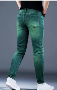 Jeans TRIBON SPORTS para Hombre, Corte Regular, Color Verde, Lavado Enzimático, Cintura Media, Casuales, Ecológicos, Rotos, Estilo Urbano, 100% Algodón, Tallas Grandes - Product Image 2