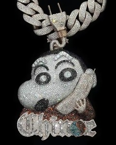 Pendentif Lettre Cartoon Moissanite Iced Out en Argent 925, Breloques Thème Hip Hop, Bijoux pour Cadeau, Pendentif Personnage Cartoon Personnalisé - Product Image 1
