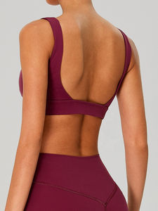 Top de yoga personalizable para mujer con cuello cuadrado, a prueba de golpes, de alto impacto, push-up, copa completa, sujetador deportivo sin espalda, sin aros y con espalda cruzada. - Product Image 2