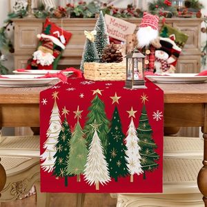 Camino de Mesa Navideño de 13x72 Pulgadas, Estilo Rústico, Decoración Festiva para Mesa de Cocina o Comedor con Diseño de Árboles de Navidad - Product Image 1