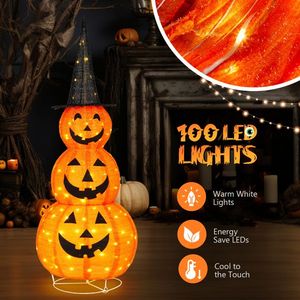 Decorazioni di Halloween a forma di zucca pieghevole da 1,5 m con 100 luci LED, decorazioni di Halloween premium per interni ed esterni - Product Image 3