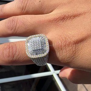 Fully Iced Out Baguette & Round Cut Moissanite Diamond Champion <b>Ring</b> for Mens Bust Down Hip Hop <b>Ring</b> For Her <b>925</b> <b>Silver</b> Jewelry - Product Image 2