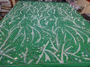 Tissus en filet perlé 100 % soie personnalisés, écologiques, tissés, pour robes de soirée et robes de mariée, motif brodé - Product Image 3