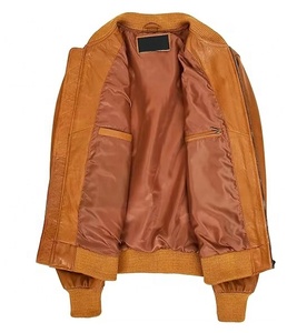 Blouson Bomber Classique en Cuir Véritable pour Homme, Brodé, Imperméable, Coupe-Vent, en Cuir de Vachette, Style Baseball - Product Image 6