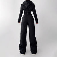 Survêtement 2 pièces OEM personnalisé pour femme, coupe régulière, motif uni, respirant, imperméable, en polaire, avec sweat à capuche et pantalon de survêtement, collection automne