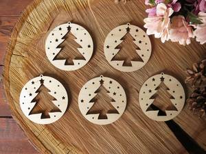 Ornement de Noël en bois découpé au laser, décor circulaire rustique, décoration murale pour la saison hivernale - Product Image 6