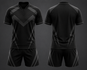 Ensemble de maillot de football géométrique noir personnalisé pour hommes, manches courtes, respirant, coupe athlétique, uniforme de football toutes saisons - Product Image 1