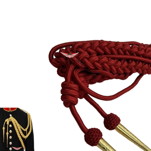 Aiguillette in Red Silk with Gold Tags <b>Cord</b> Aiguillette Metallic Red <b>Braided</b> General Aiguillette Metallic Gold Tip - Product Image 4