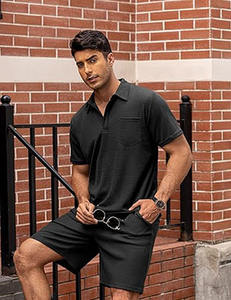 Conjunto Casual de Otoño para Hombre, Camiseta y Pantalones Cortos Bordados y Transpirables, Dos Piezas, Tela de Algodón, Corte Holgado, Suave, para Uso Diario y Playa - Product Image 4