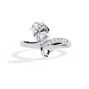 Bague de fiançailles et d'anniversaire minimaliste de créateur, diamant de laboratoire ovale 1 CT E VS1, or massif 14 carats - Product Image 6