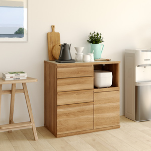 Meuble de salon moderne en bois avec 4 tiroirs et 1 étagère, meuble de rangement minimaliste, porte à panneau plat, meubles pour la maison - Product Image 3
