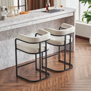 Moderno 2 pezzi sgabelli da Bar Set bianco altezza da bancone sedie struttura in metallo morbido e resistente in tessuto di ciniglia per cucina isola sala da pranzo Bar - Product Image 3