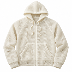 Sweat à capuche zippé personnalisé en maille respirante 3D pour homme – Léger, style streetwear décontracté, haute qualité - Product Image 5