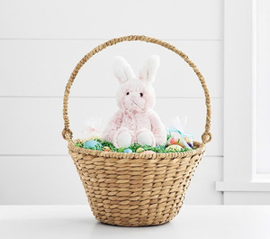Natural handwoven hyacinth basket with sturdy handle <b>rustic</b> farmhouse storage basket eco friendly multipurpose carry basket - Product Image 6