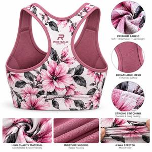 Sujetador deportivo de sublimación para mujer, el más vendido, de bajo precio, de secado rápido, transpirable, al por mayor, de alta calidad, con logo frontal, espalda cruzada, soporte medio - Product Image 6