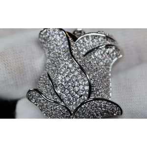 Collier en argent avec pétales de rose rose et pendentif d'amour, chaîne en corde de 3 mm, moissanite glacée, bijoux hip-hop pour hommes, cadeaux - Product Image 3