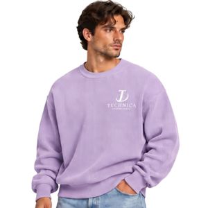 Lavender Purple Mens Oversized Crew Neck <b>Waffle</b> Knit Sweatshirt Long Sleeve Casual Pullover Streetwear Loose Fit Fashion <b>Shirts</b> - Product Image 2