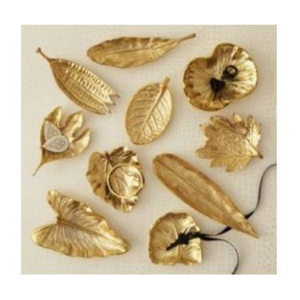 Tazones de lujo para servir alimentos, de metal de primera calidad, chapados en oro, con diseño de hojas y tamaño personalizado, para el hogar, hotel y cocina. - Product Image 1