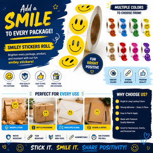 Custom Smiley <b>Sticker</b> <b>Roll</b> Self Adhesive Labels Colorful Face <b>Stickers</b> For Packaging Gift Wrapping Office School And Product - Product Image 6
