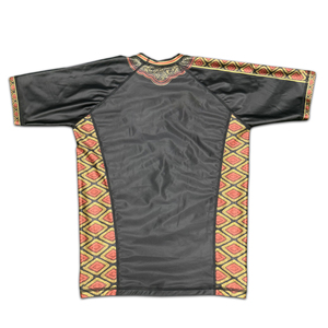 Black Short Sleeve Rash Guard with Red and Gold <b>African</b> <b>Print</b> Pattern Unisex Quick Dry Adult Shirt - Product Image 3