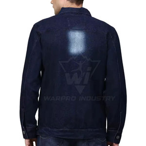 Veste en jean décontractée à manches longues pour homme, style urbain, col classique, effet délavé, vêtement de mode emblématique - Product Image 2