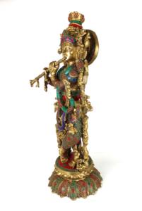 Statue de Krishna en aluminium NIRMALA HANDICRAFTS, artisanat traditionnel, Art déco de haute qualité, objet de collection, sculpture de table - Product Image 4