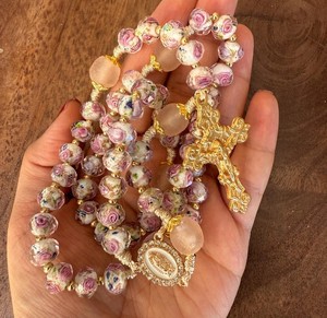 Perles d'Agate Orange Empereur avec Capuchons en Alliage, Chapelet Catholique Fait Main de Qualité Supérieure, Cadeau Religieux Tendance - Product Image 1