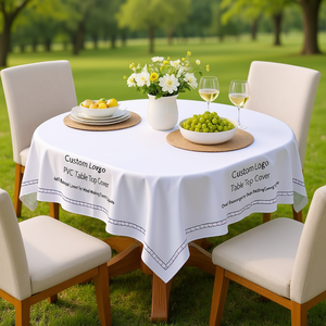 Custom Logo <b>PVC</b> Table <b>Top</b> Cover 4x4 Ft Banquet Linen Table Cover for Hotel Wedding Event Use-Oval Rectangle Patchwork Square - Product Image 3