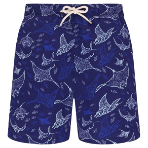 กางเกงว่ายน้ำพิมพ์ลายปลากระเบน Manta Ray คุณภาพสูงจาก PUFFIN SPORTS สำหรับผู้ชาย แห้งเร็ว มีเชือกผูกเอว สวมใส่สบาย ระบายอากาศได้ดี - Product Image 3