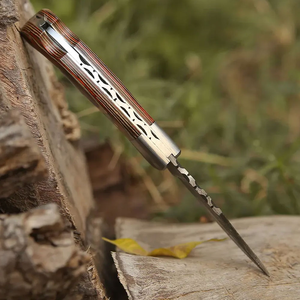 Couteau de cuisine à lame fixe en acier Damas fait main, manche en bois de qualité supérieure - Product Image 4