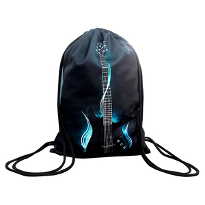 Unisex <b>Drawstring</b> <b>Backpack</b> Electric Guitar Print Polyester Casual Style Lightweight Gym Bag Adjustable Strap - Product Image 4