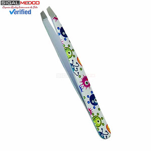 SIGAL MEDCO Best Quality Professional Stainless Steel Eyebrow Tweezers Slanted Tip Private Label Bulk Quantity - Product Image 5
