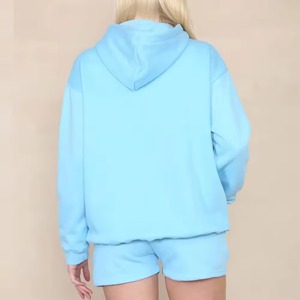 Conjunto de Sudadera Corta y Pantalones Cortos de Dos Piezas para Mujer, con Logotipo Personalizado, Tela Transpirable de Spandex/Poliéster - Product Image 4