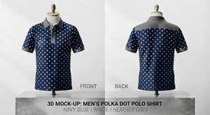 เสื้อโปโลชายสีน้ำเงินกรมท่าลายจุด แขนสั้น ผ้าฝ้ายอ๊อกซ์ฟอร์ด ดีไซน์ลำลอง ระบายอากาศได้ดี - Product Image 1