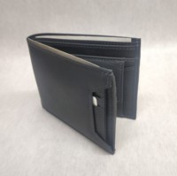 Dompet Pria Kulit Asli Kulit Kambing, Kantong Kartu Depan, Kantong Uang Koin, Anti RFID, Minimalis, Lipat Dua, MOQ Rendah
