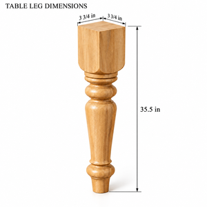 Pied de table en bois massif, pied de meuble en bois massif, base de table ronde de style traditionnel, robuste, pour salon - Product Image 2