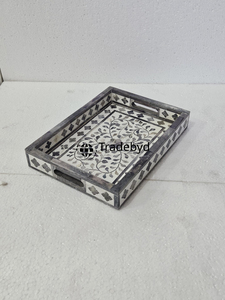 Bandeja de lujo moderna con incrustaciones de hueso, hecha a mano, móvil, de calidad premium, decorativa para mesa de centro, estilo Tradebyd - Product Image 5